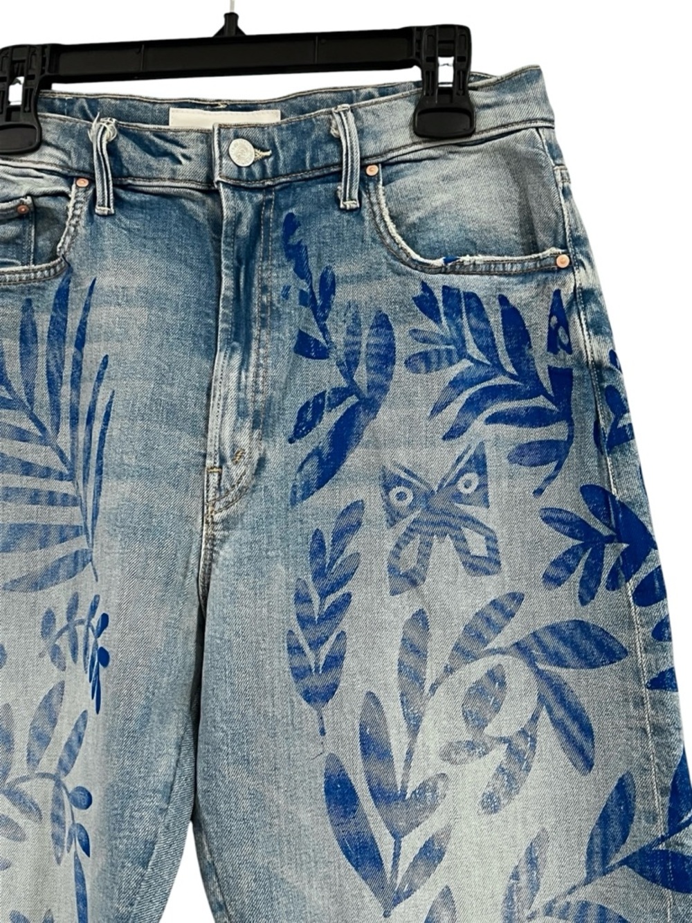 Mother The Lasso Sneak Pressed Leaves Jeans – Wide Leg | Statement Denim - Picture 4 of 15